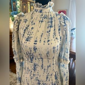 LEGALLY RED colonial style midi dress, tie dye. Size 4 NWOT